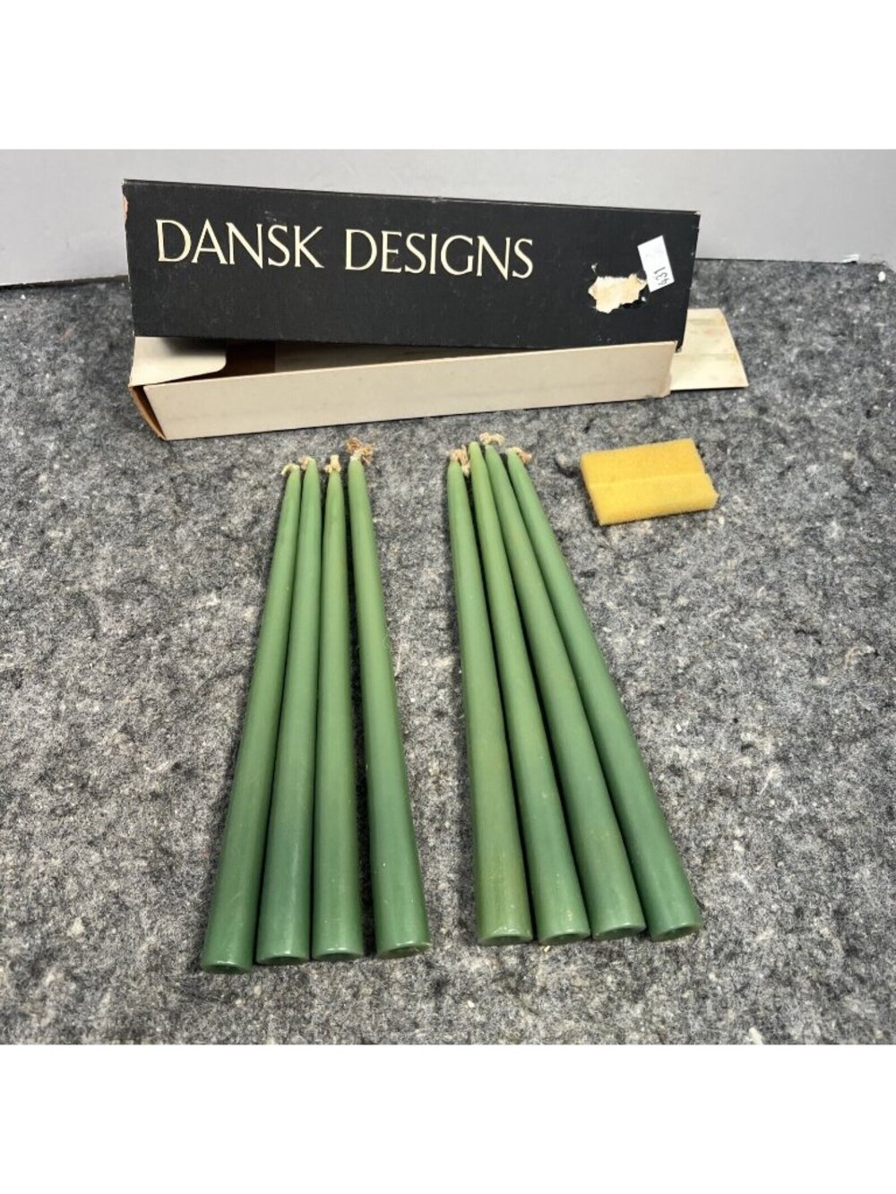 Vintage Dansk Designs France Olive Green 8" Taper Candles Set Of 8 Style 1818 -B